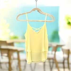 Annabella Yellow Spaghetti Strap Ruffled Blouse Sz S